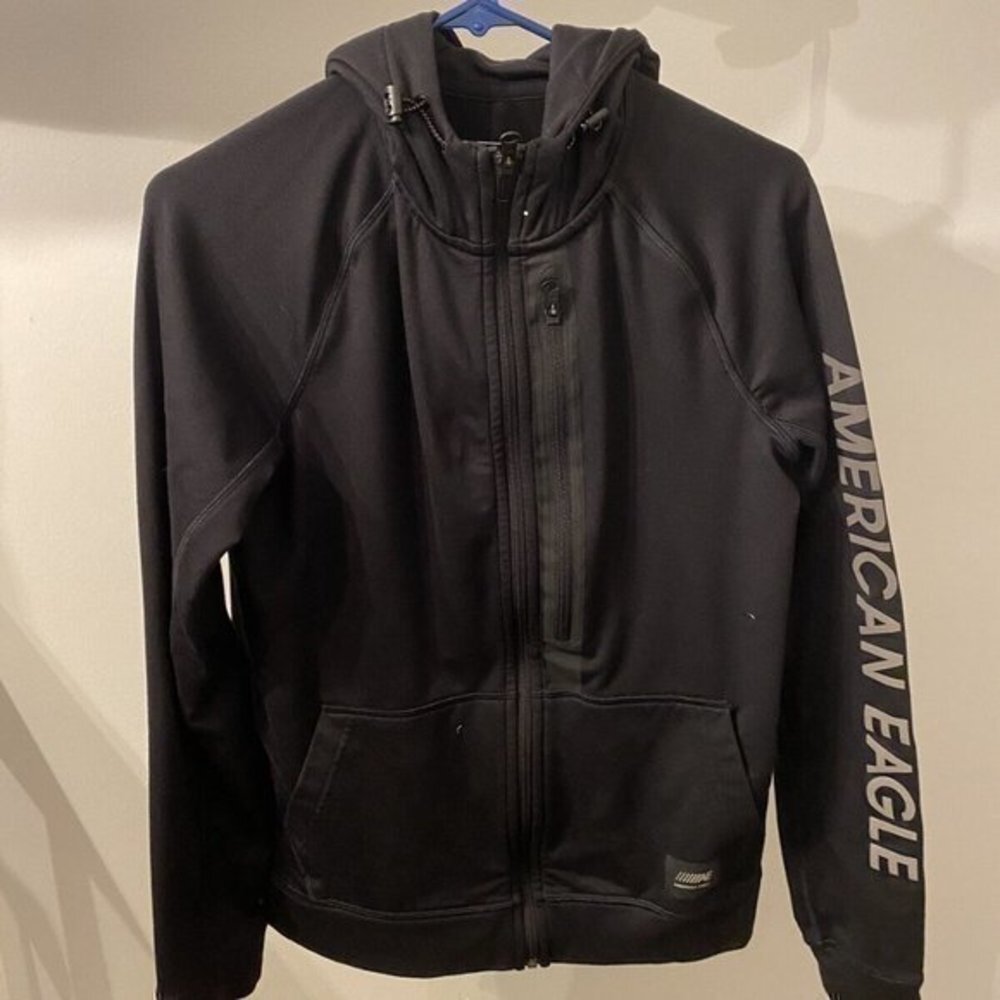 American Eagle Flex Hoodie Men XS Full Zip Black